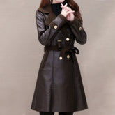 Women's Coffee-Brown Sherpa-Lined Genuine Sheepskin Long Coat